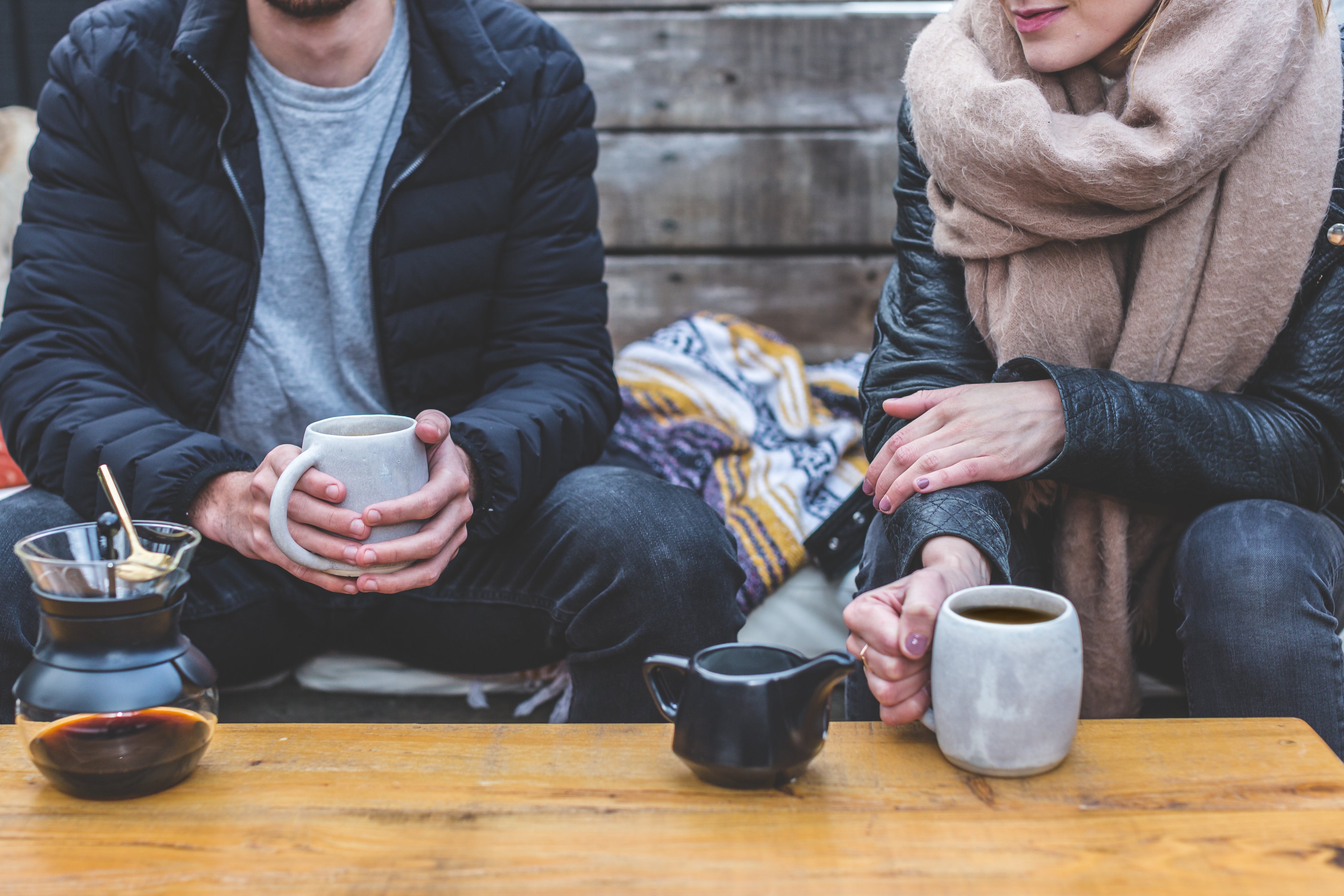 two people drinking Caffe Affine Coffee